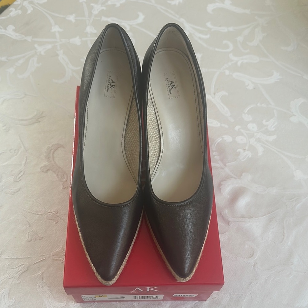 Anne Klein Women's Black Leather Espadrilles